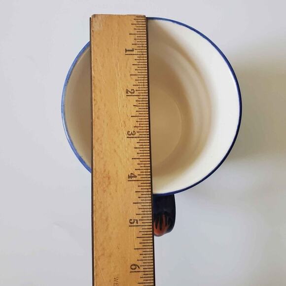 Pier 1 Hand Painted Large Stoneware Mugs Pair 16oz Multicolor Made in India - Picture 8 of 10